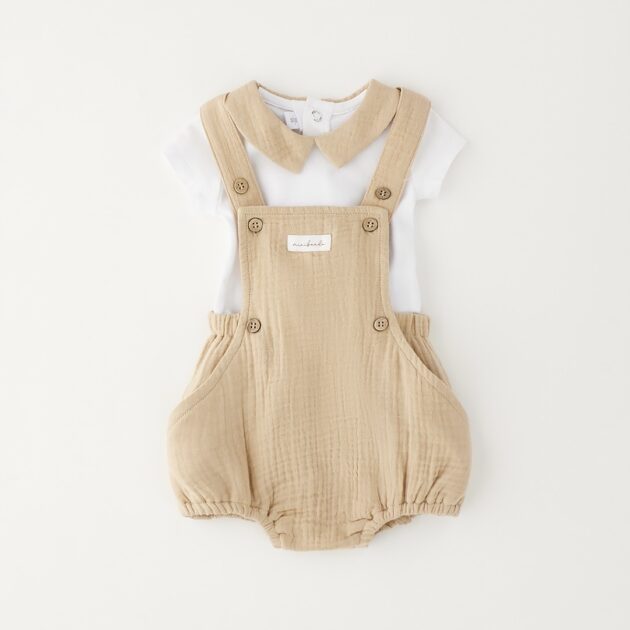 Pagliaccetto bimbo in mussola cotone con maglia body 3G646/00
