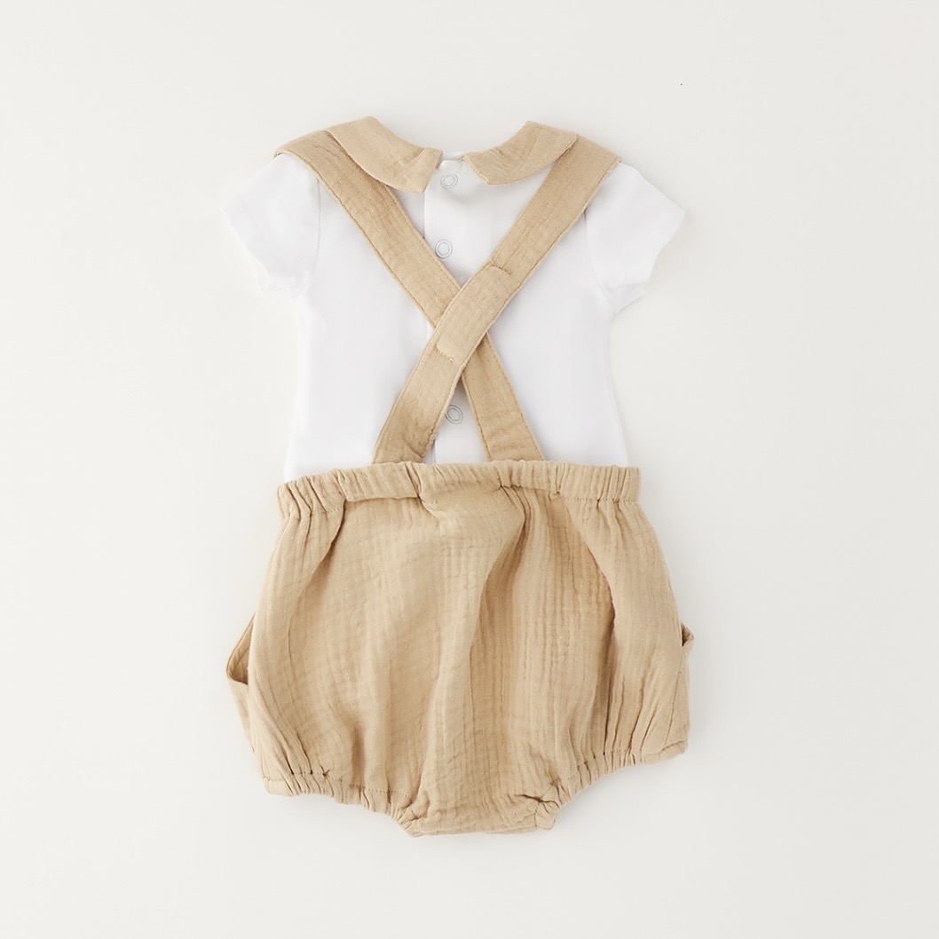 Pagliaccetto bimbo in mussola cotone con maglia body 3G646/00 - immagine 3