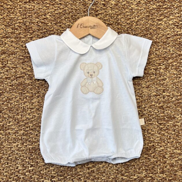 Pagliaccetto neonato Jersey celeste orsetto TM46