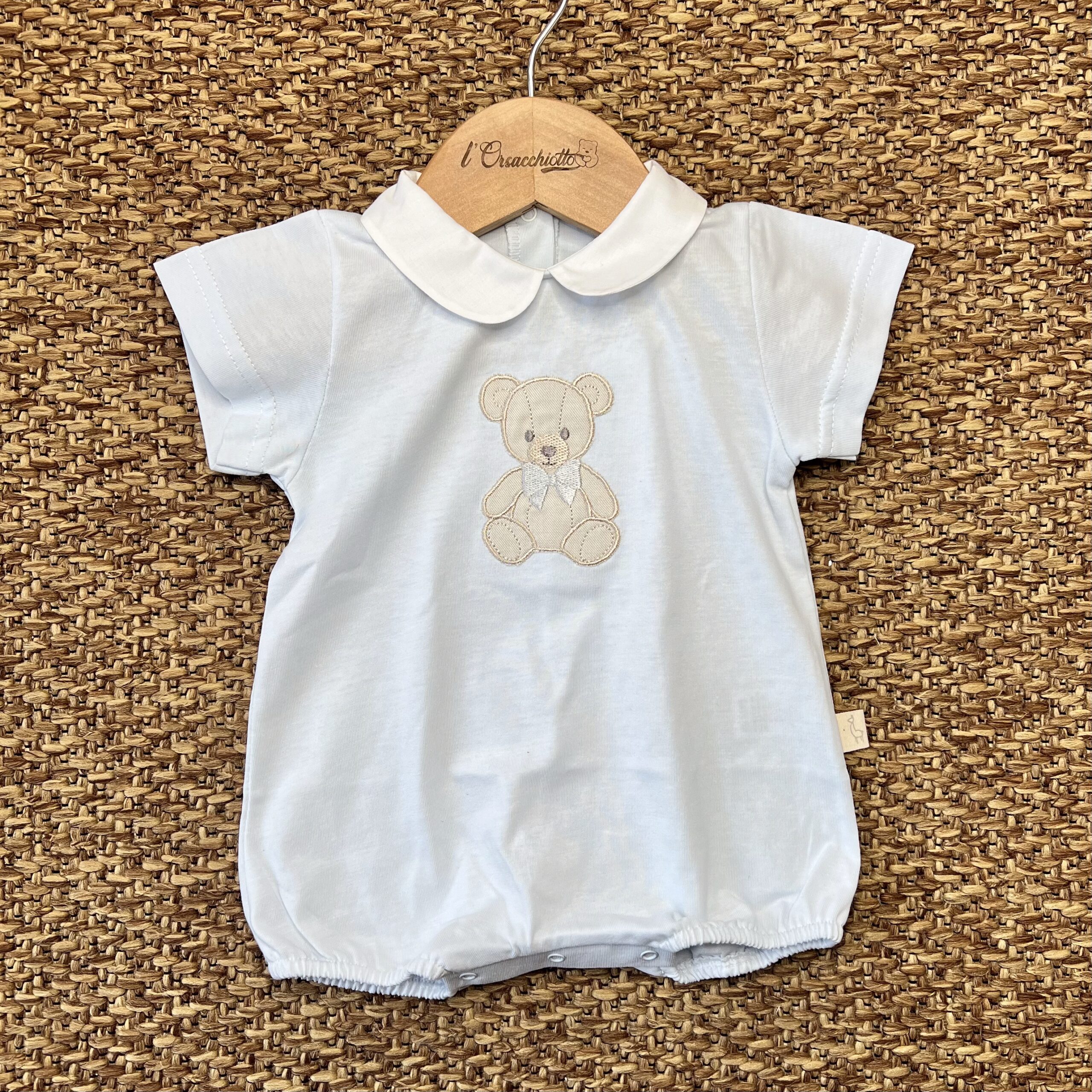 Pagliaccetto neonato Jersey celeste orsetto TM46