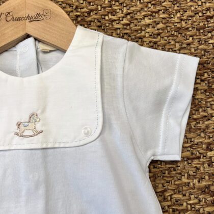Pagliaccetto neonato Jersey celeste con cavalluccio RH46B