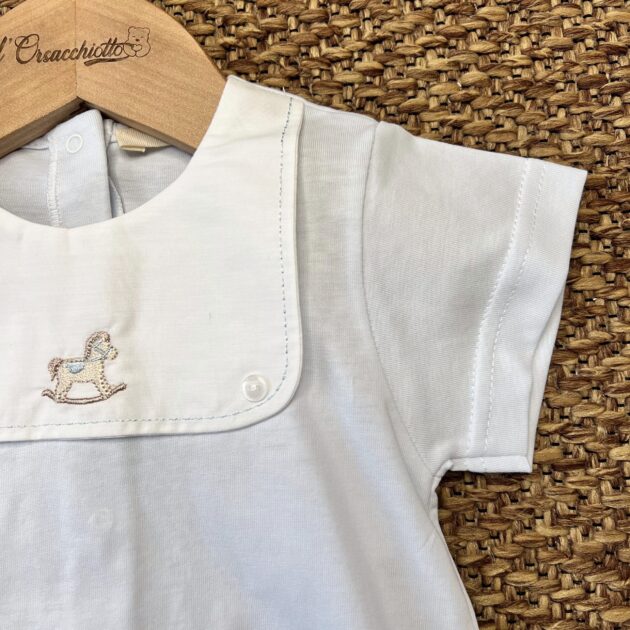 Pagliaccetto neonato Jersey celeste con cavalluccio RH46B