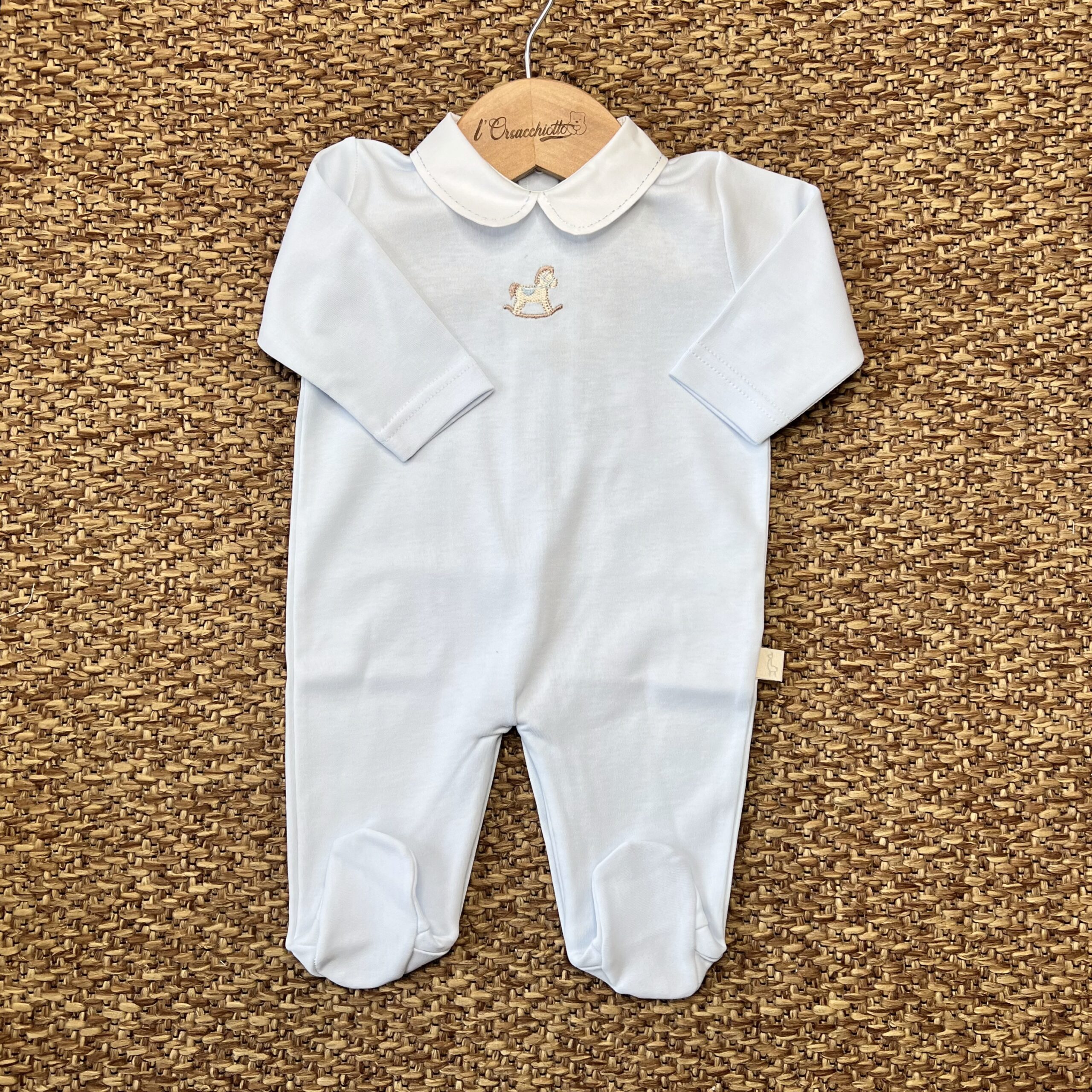 Tutina neonato Jersey celeste con cavalluccio RH50M - immagine 2