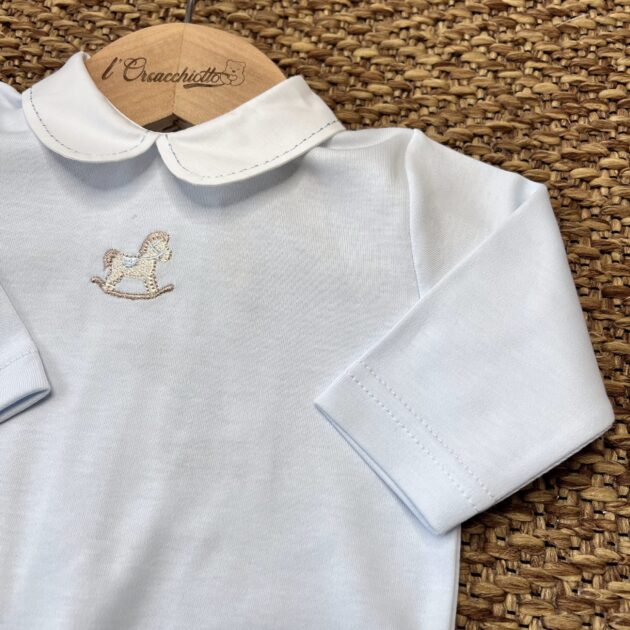Tutina neonato Jersey celeste con cavalluccio RH50M