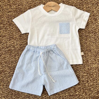 Completo con pant.corto e t-shirt quadretti HS70B