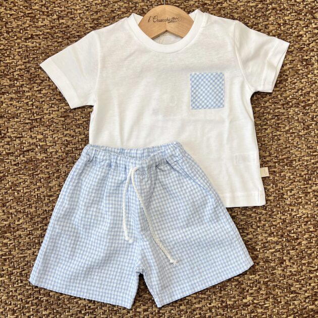 Completo con pant.corto e t-shirt quadretti HS70B
