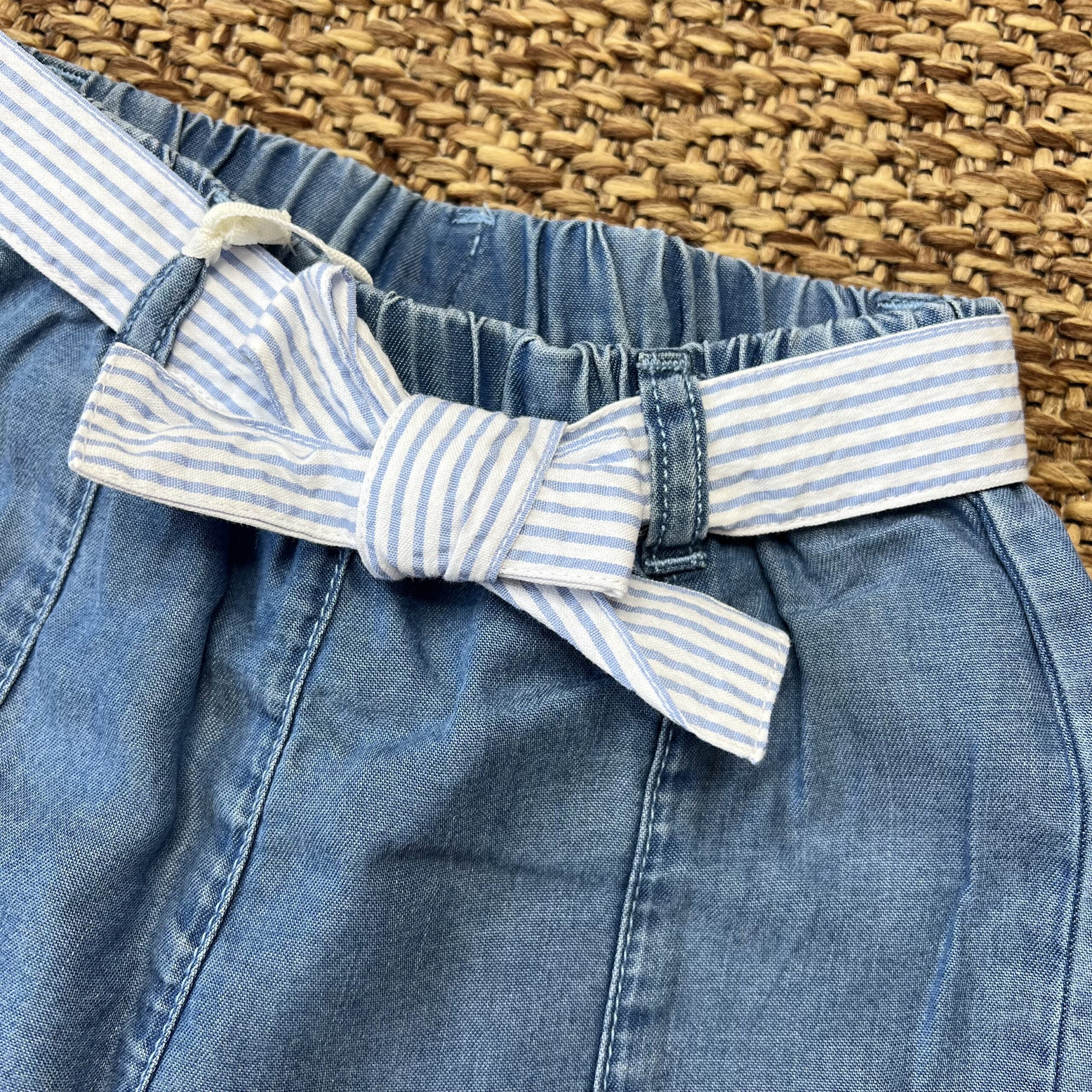 Jeans bimba con cintura a righe 3G740/00 - immagine 2