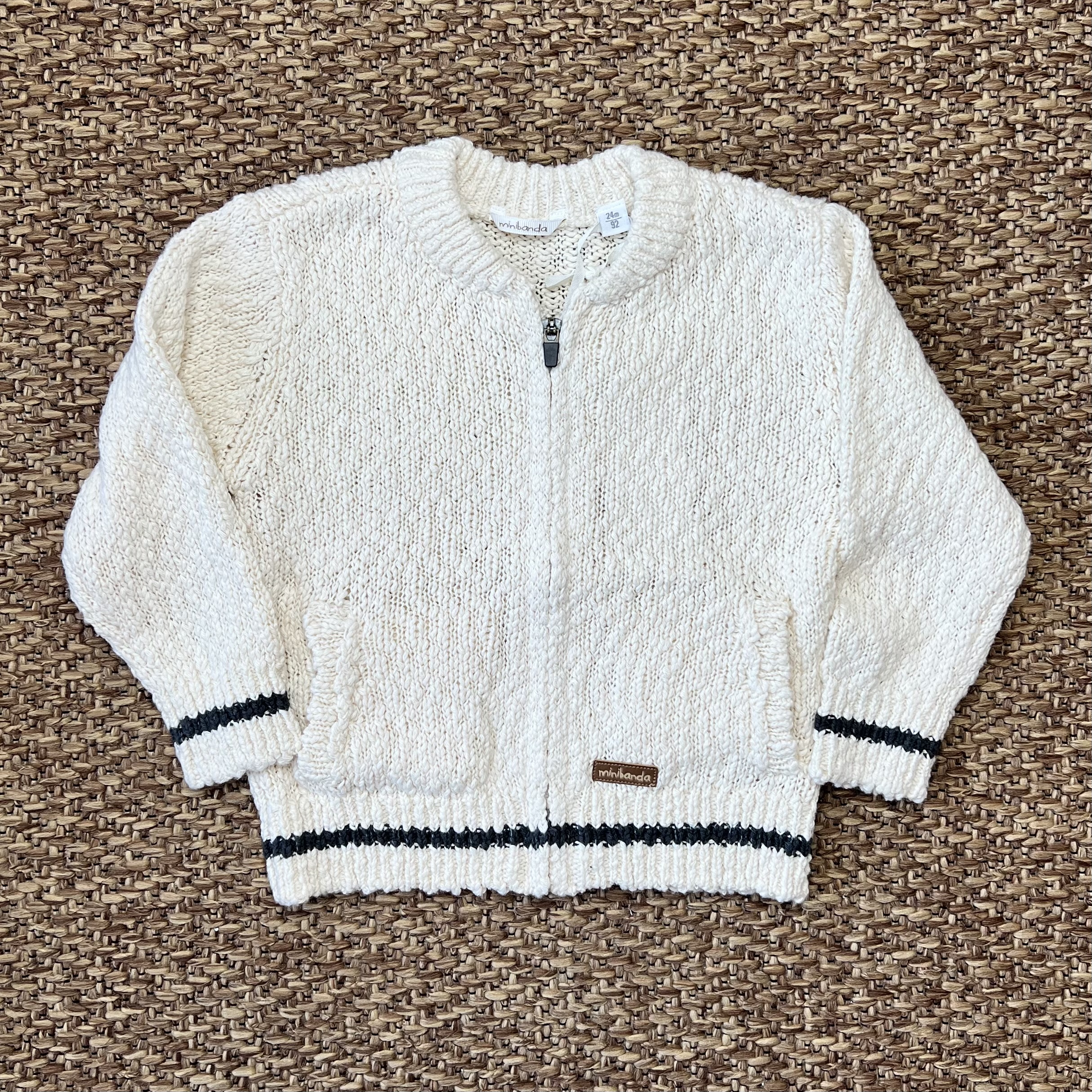 Cardigan bimbo in cotone con zip 3G666/00