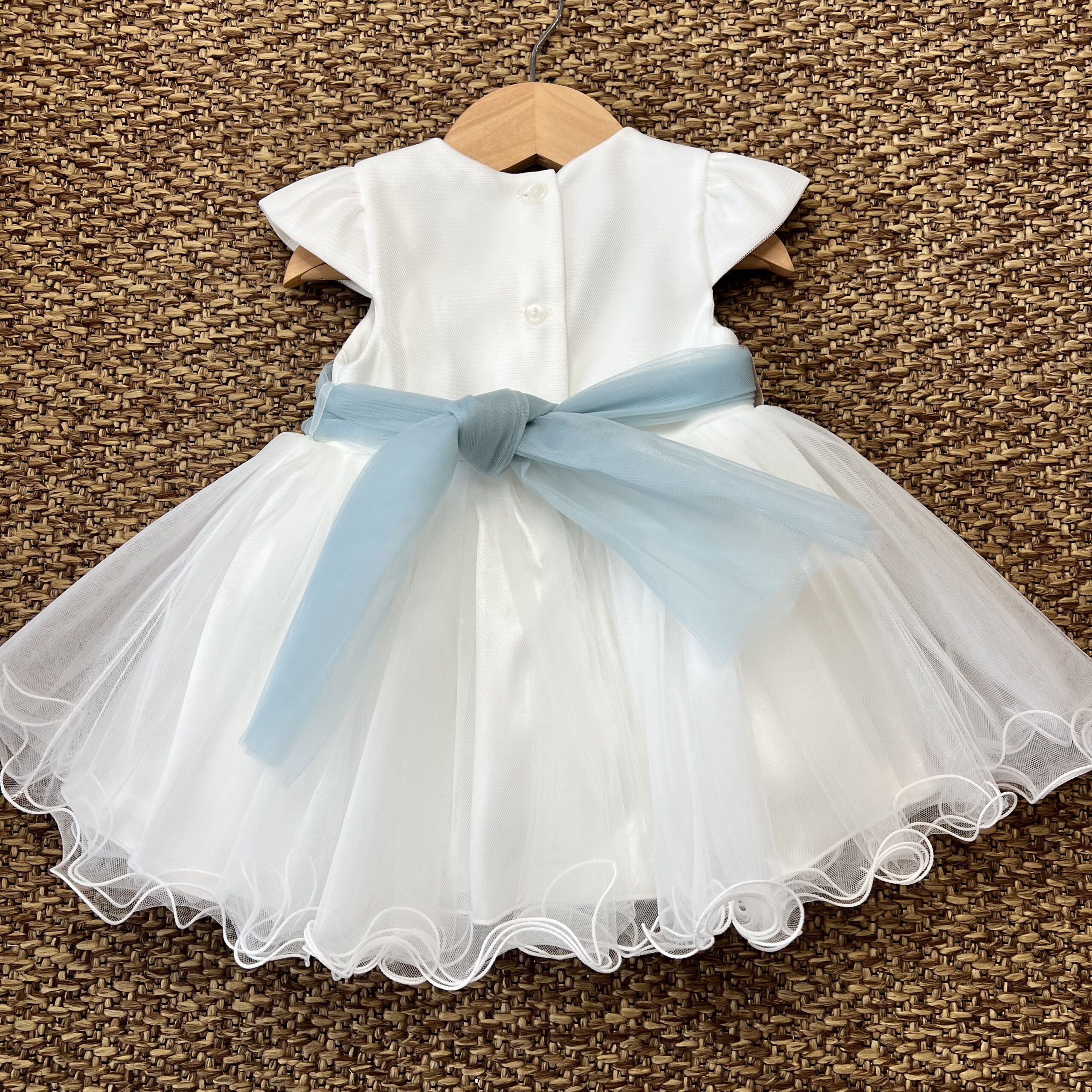 Abito Battesimo Bimba con fascia polvere e fiori, con cardigan 3G713 - immagine 4