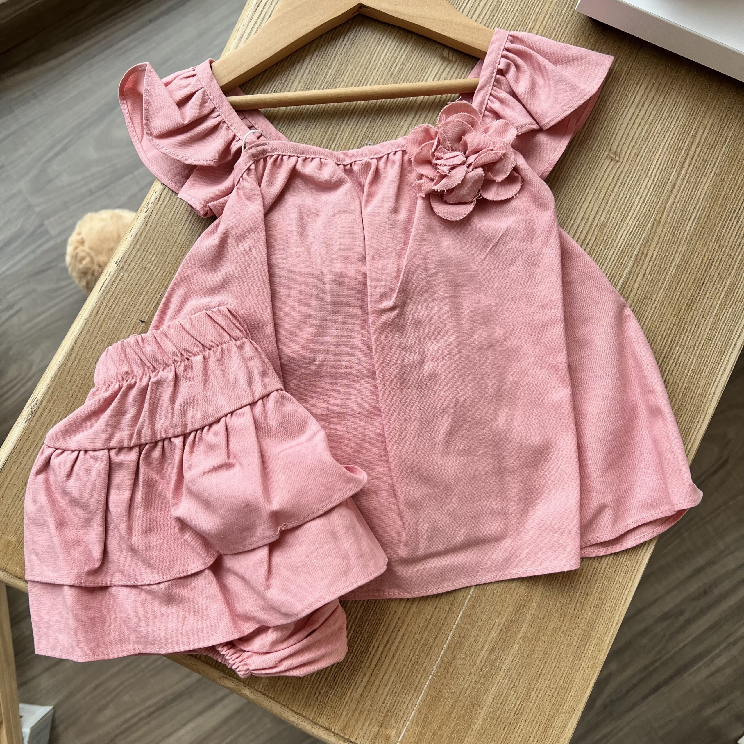 Completo bimba rosa con fiore e coulotte ILC1503 - immagine 3