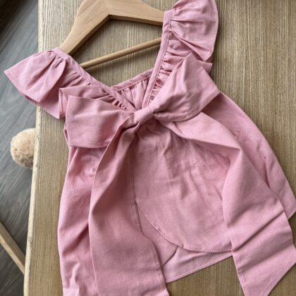Completo bimba rosa con fiore e coulotte ILC1503