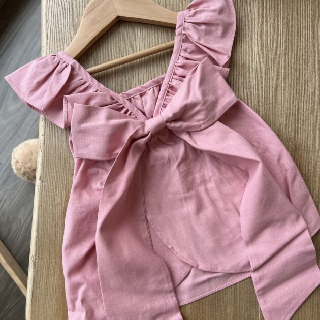 Completo bimba rosa con fiore e coulotte ILC1503