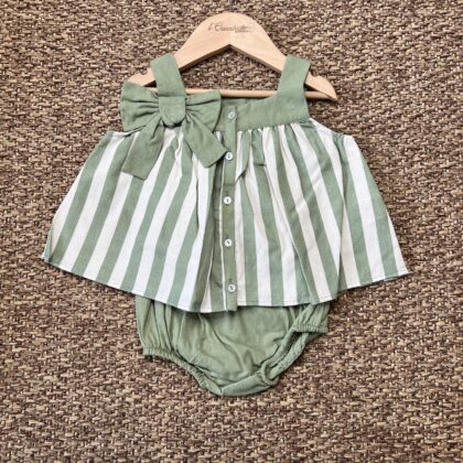 Completo bimba verde righe ILC1508