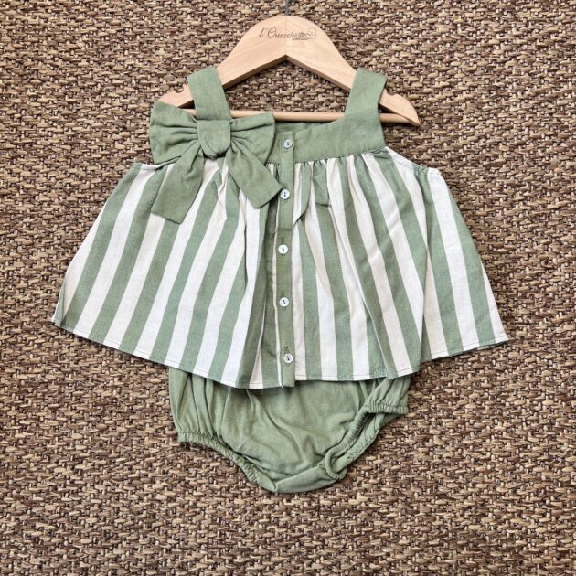 Completo bimba verde righe ILC1508