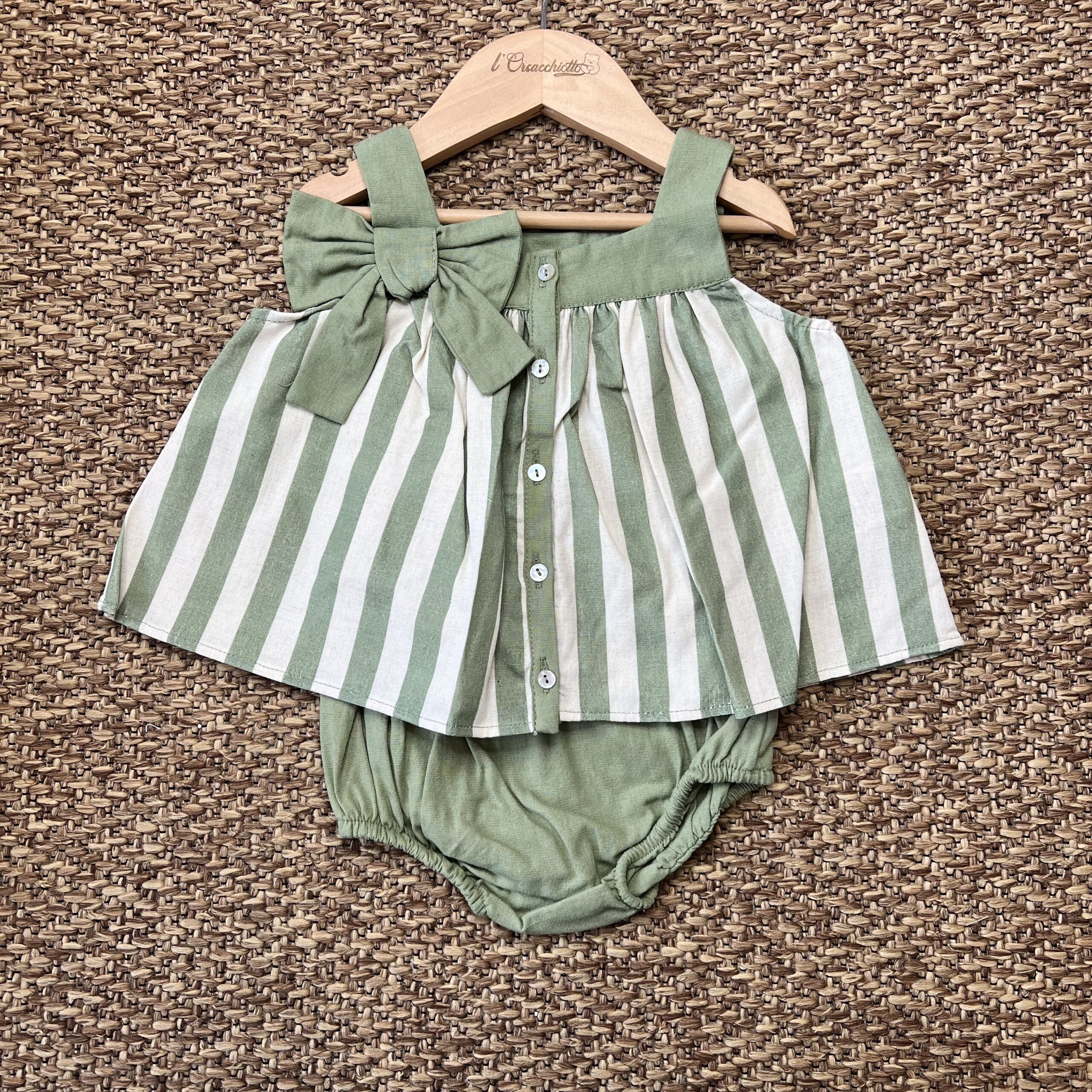 Completo bimba verde righe ILC1508