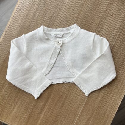 Cardigan bimba bianco in cotone 3G704