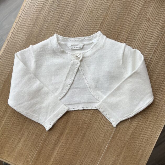 Cardigan bimba bianco in cotone 3G704