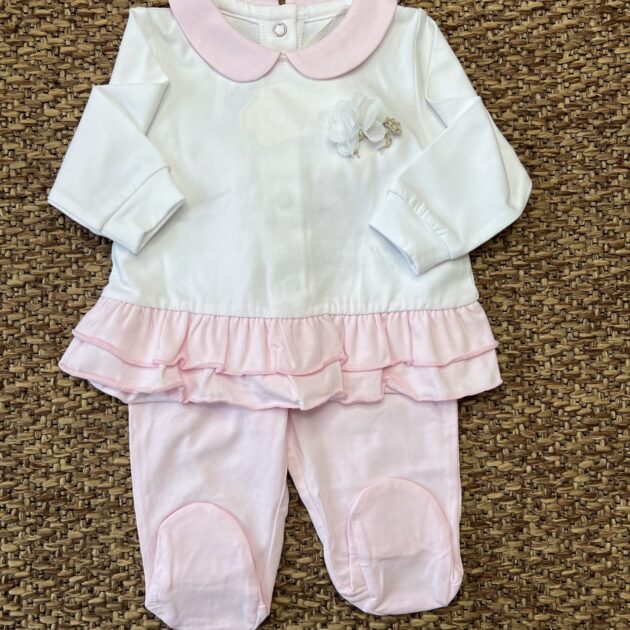 Completo neonata con balze e fiore 3G783/00