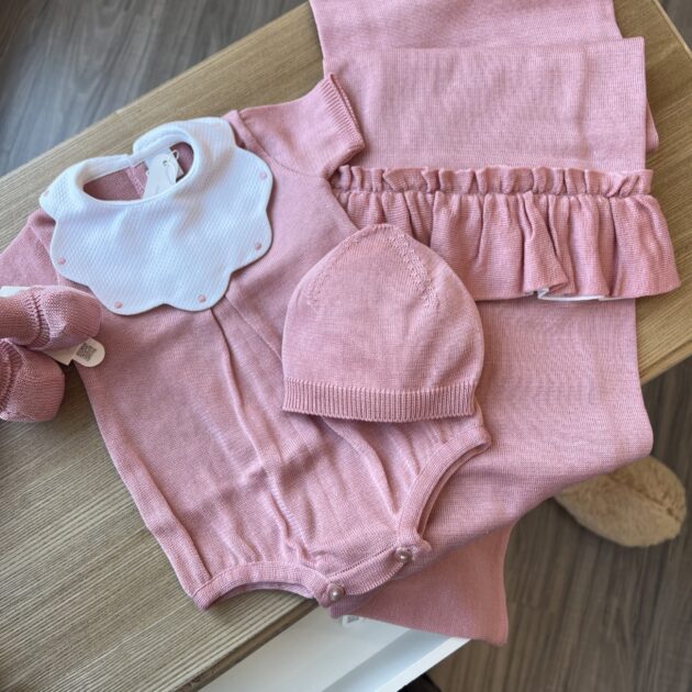 Pagliaccetto neonata rosa con colletto smerlato | Estivo | 3067K