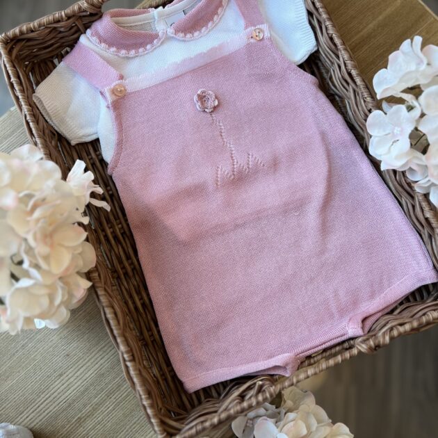 Pagliaccetto neonata rosa antico con fiorellini | Estivo | 3044G
