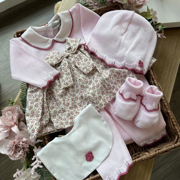 Coordinato nascita neonata 6pz con coprifasce , fiori | Estivo | B092 42