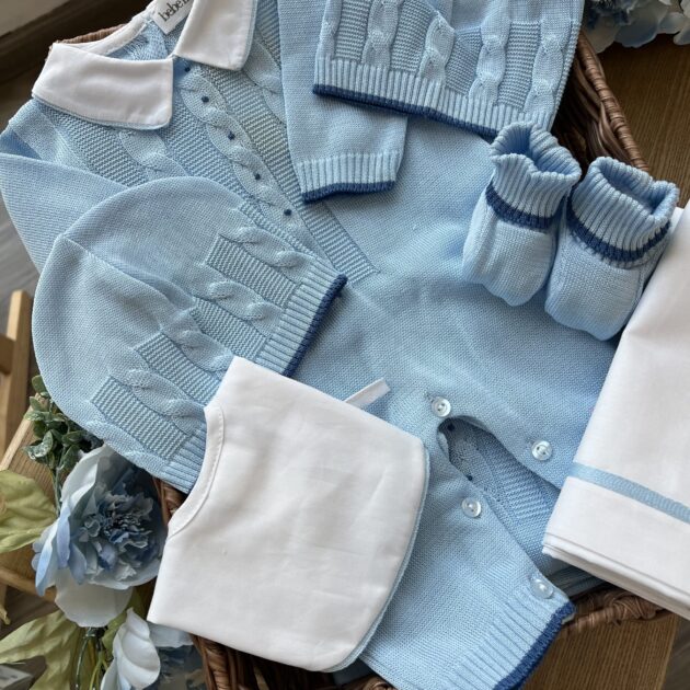 Set nascita neonato con treccia, 4 pz con tutina | Estivo | B098 40