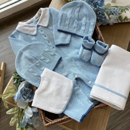 Coordinato nascita neonato con treccia, 6 pz con tutina | Estivo | B098 40 | BM