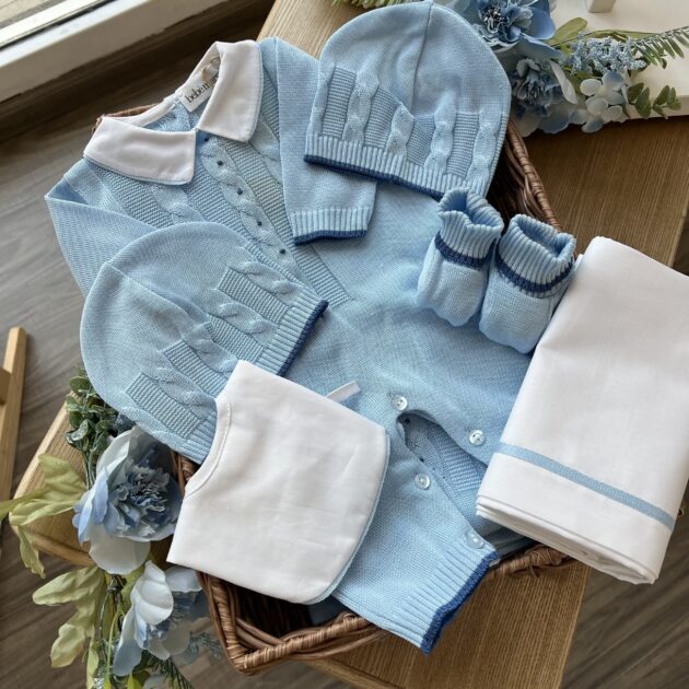 Coordinato nascita neonato con treccia, 6 pz con tutina | Estivo | B098 40 | BM
