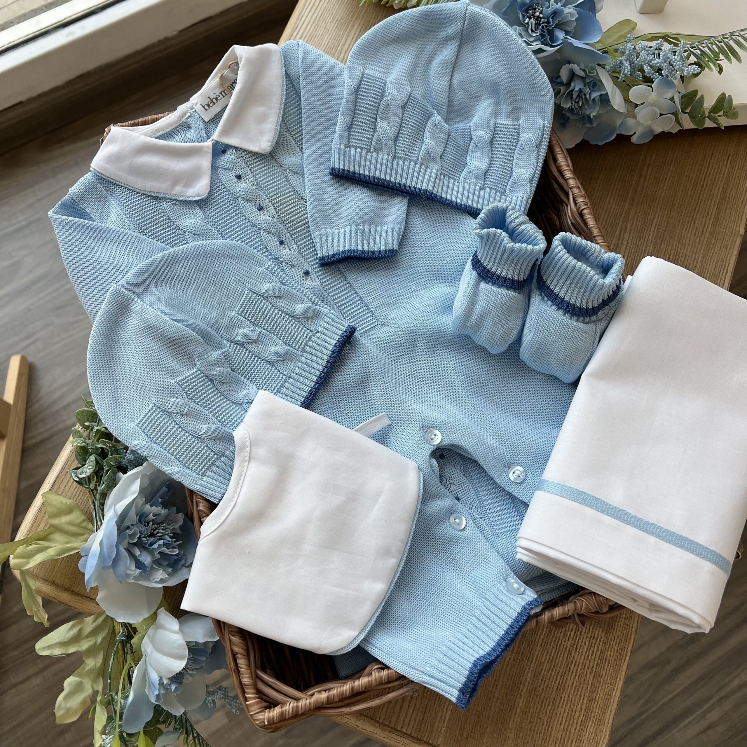 Coordinato nascita neonato con treccia, 6 pz con tutina | Estivo | B098 40 | BM