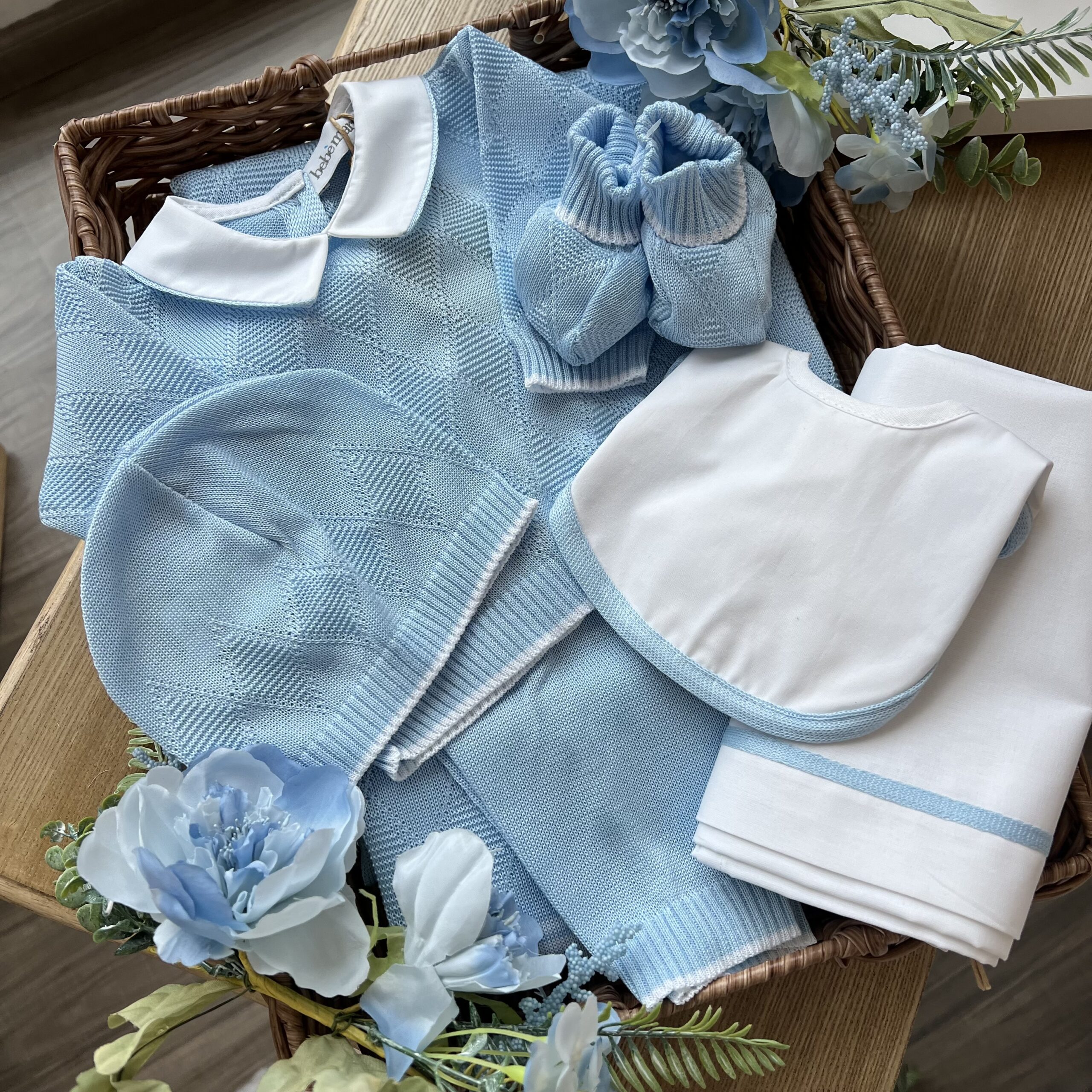 Set nascita neonato con rombi, 4 pz con coprifasce | Estivo | B097 43