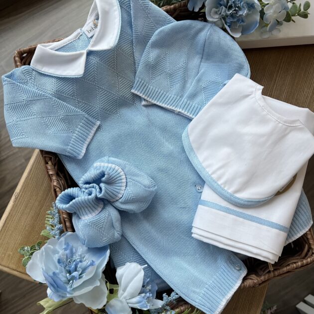 Coordinato nascita neonato con rombi, 6 pz con tutina | Estivo | B097 40