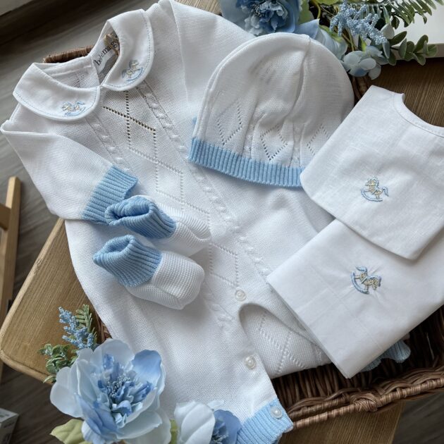Coordinato nascita neonato con cavalluccio, 6 pz con tutina | Estivo | B095 40
