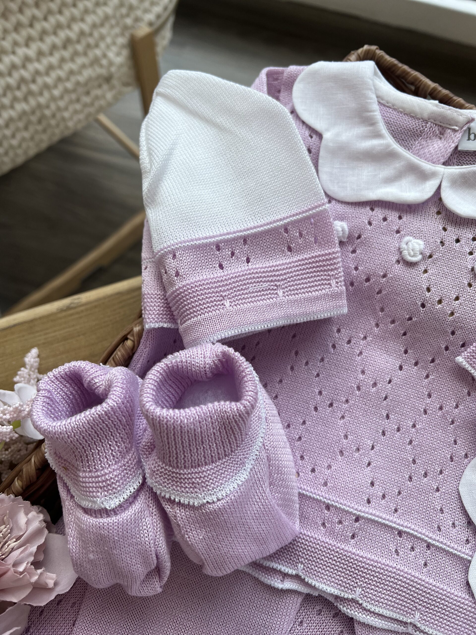 Set nascita neonata 4 Pz con tutina glicine | Estivo | B093 40 - immagine 3