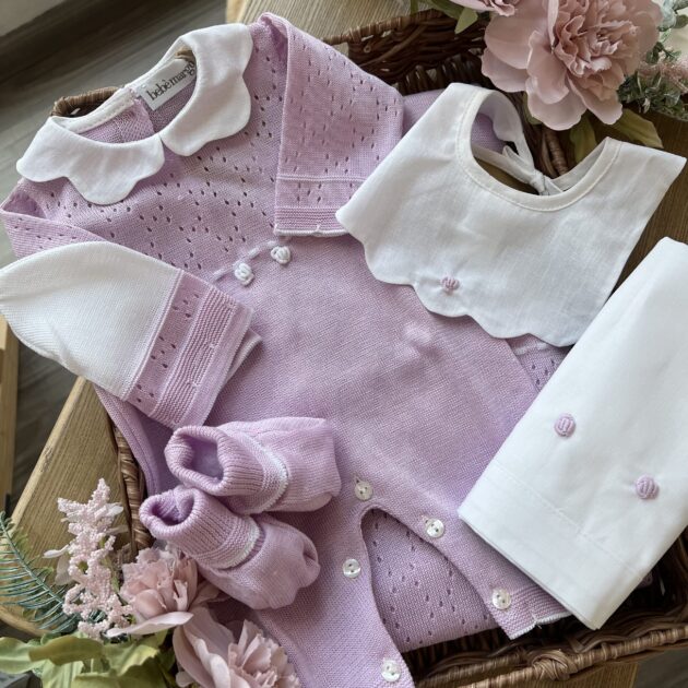 Coordinato nascita neonata 6pz con tutina glicine | Estivo | B093 40