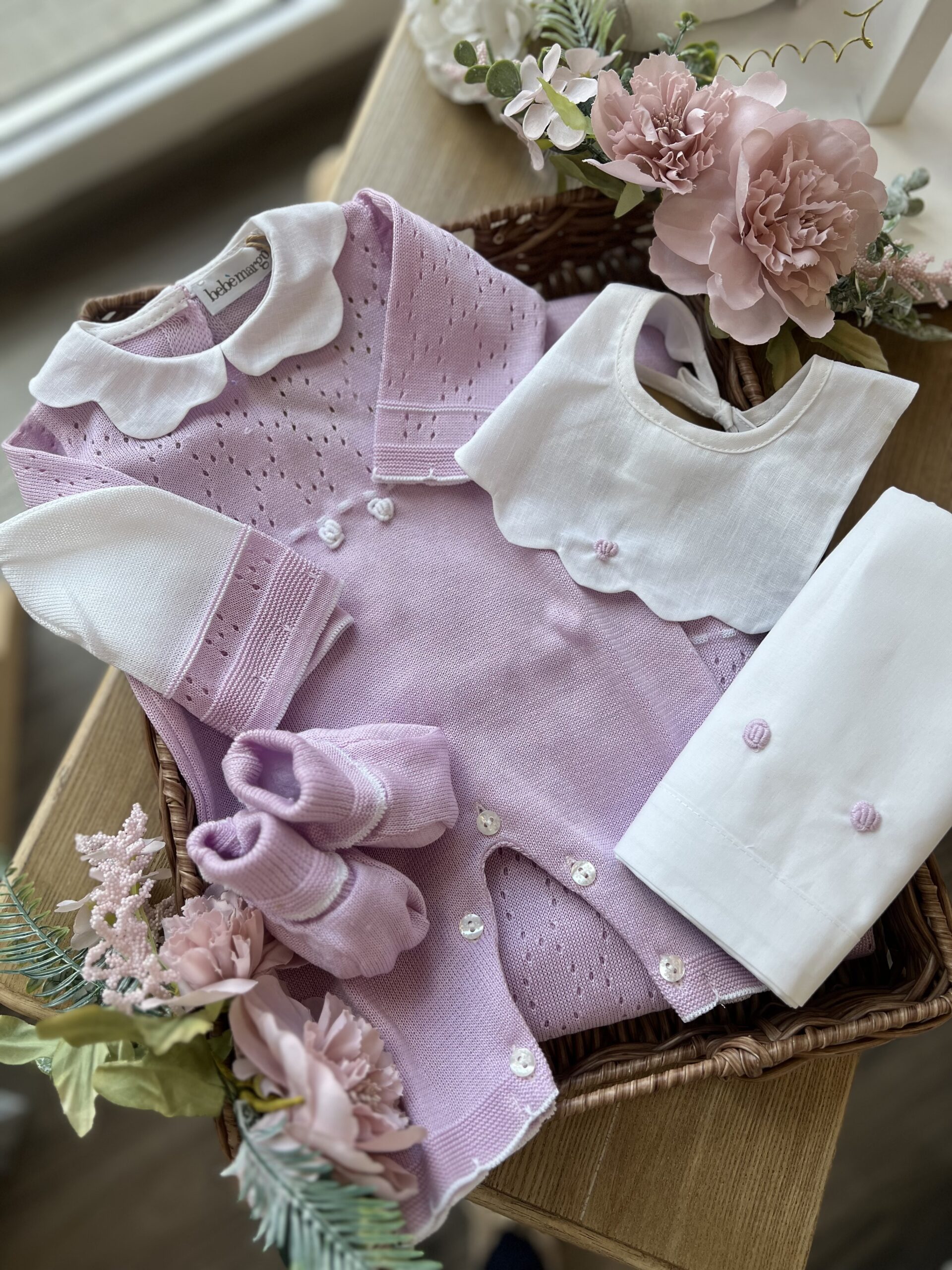 Set nascita neonata 4 Pz con tutina glicine | Estivo | B093 40