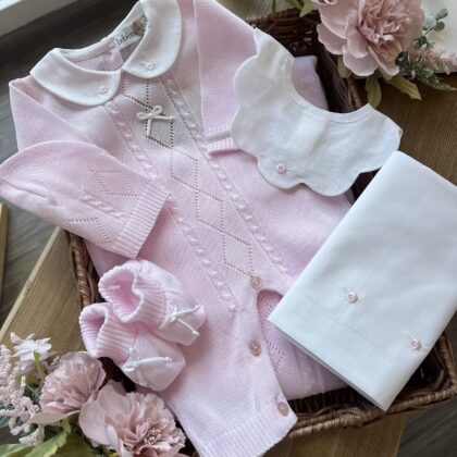 Coordinato nascita neonata rosa con rombi, 6 pz con tutina | Estivo | B090 40