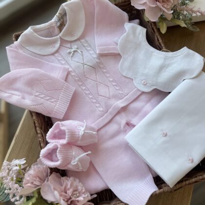 Set nascita neonata 4 Pz con coprifasce rosa rombi | Estivo | B090 41