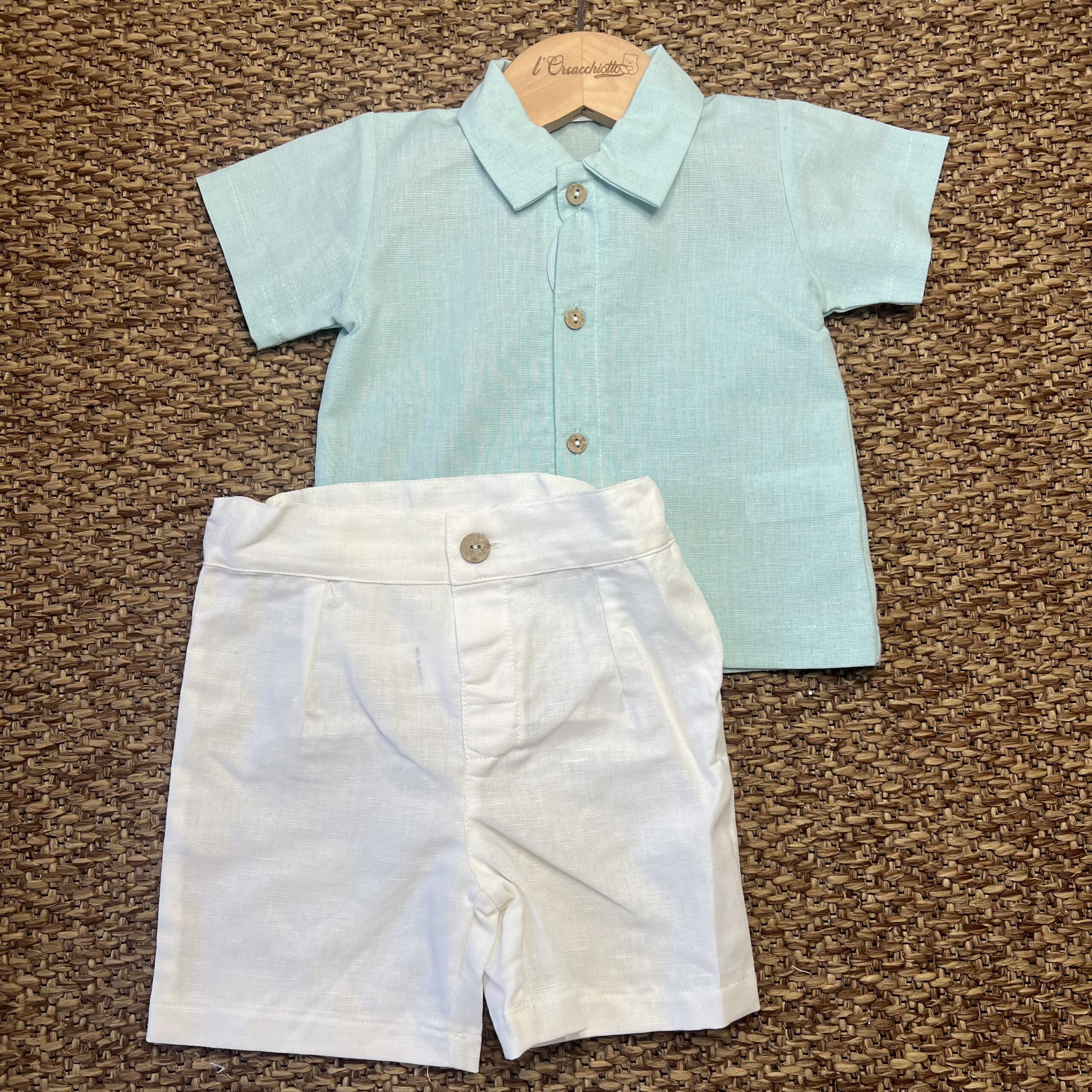 Completo bimbo con camicia verde e Pant. corto bianco | Estivo | 26192 JL - immagine 2