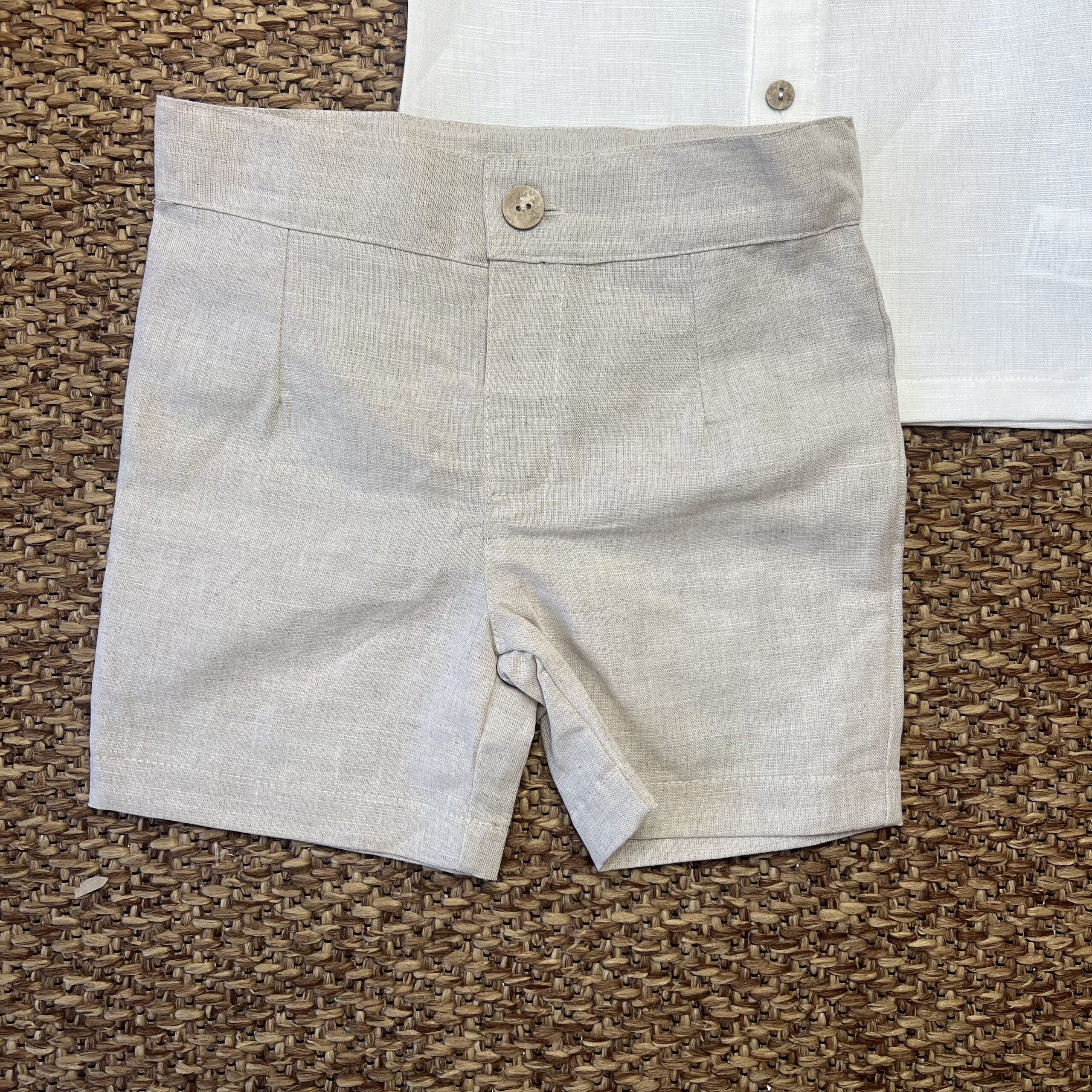 Completo bimbo in lino con camicia e Pant. corto beige | Estivo | 26190 JL - immagine 4