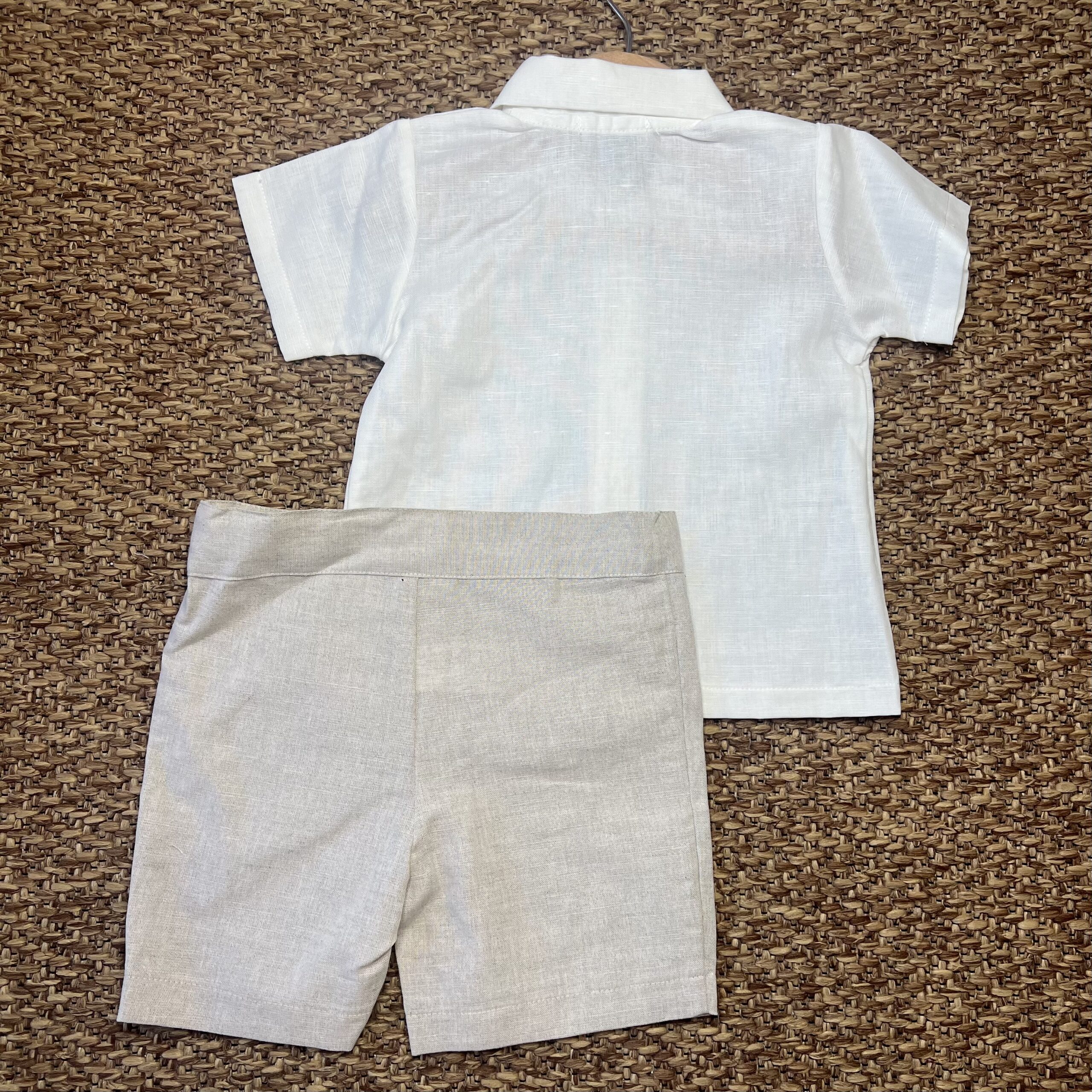 Completo bimbo in lino con camicia e Pant. corto beige | Estivo | 26190 JL - immagine 3