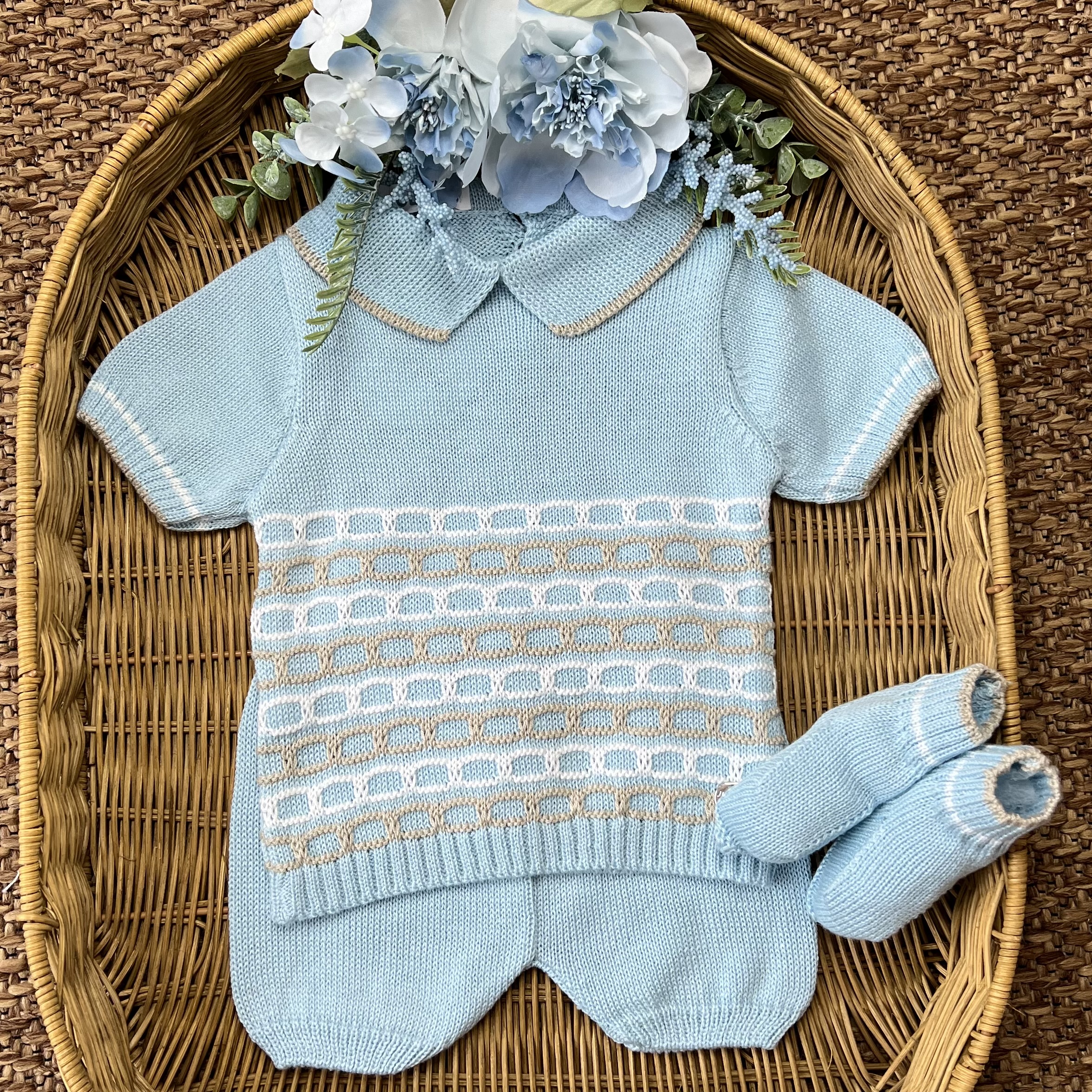 Completo neonato beige e celeste | Estivo | 26070 - immagine 2