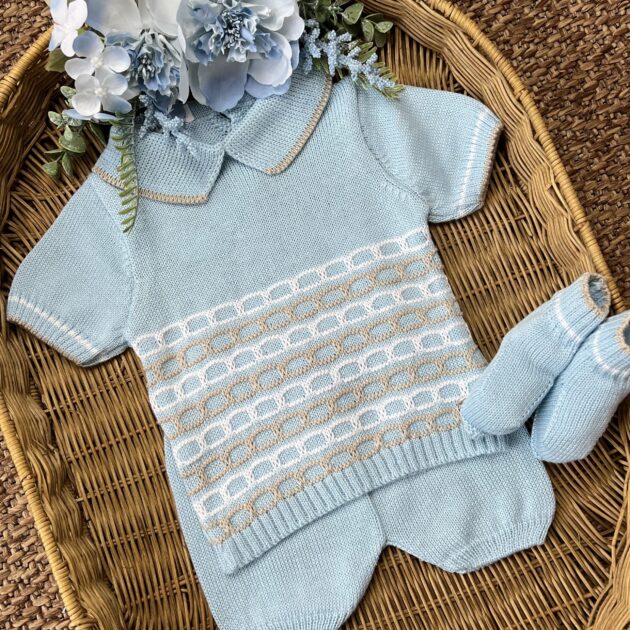 Completo neonato beige e celeste | Estivo | 26070
