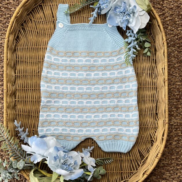 Pagliaccetto neonato beige e celeste | Estivo | 26108