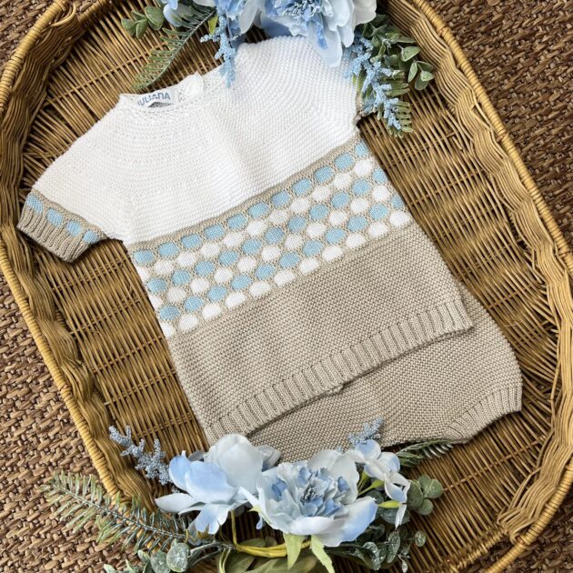 Completo neonato beige e celeste | Estivo | 26068