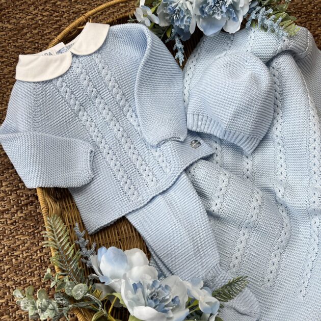 Coordinato nascita neonato celeste con Coprifasce e cappello | Estivo | 26014