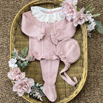 Coprifasce neonata con cuffietta rosa antico | Estivo | 26034