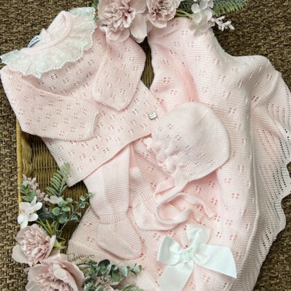 Coordinato nascita neonata rosa con Coprifasce e cuffietta | Estivo | 26002