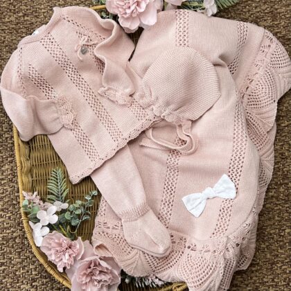 Coordinato nascita rosa cipria con cuffietta | Estivo | 26008