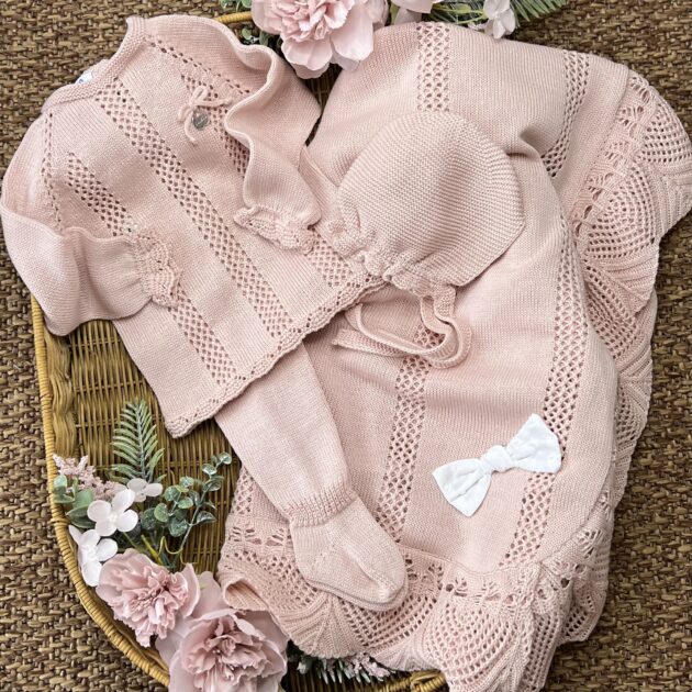 Coordinato nascita rosa cipria con cuffietta | Estivo | 26008