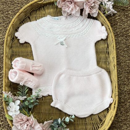 Completo neonata rosa corto con babbucce | Estivo | 26064